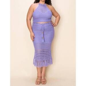 NEW THE SANG you in tulum crochet fringe set - plus in lilac
